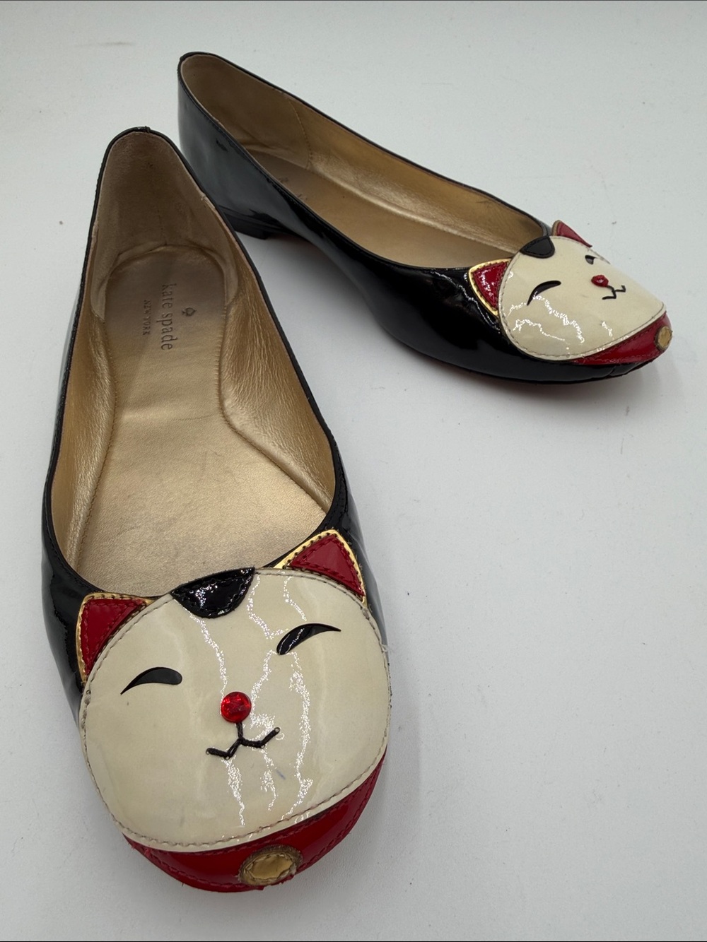 KATE SPADE sz8.5 Jimi Lucky Cat Ballet Flats Hello Tokyo EUC - Picture 2 of 11